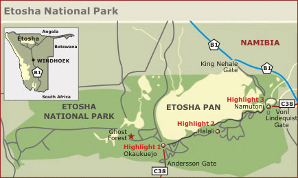 Namibia: Etosha National Park map